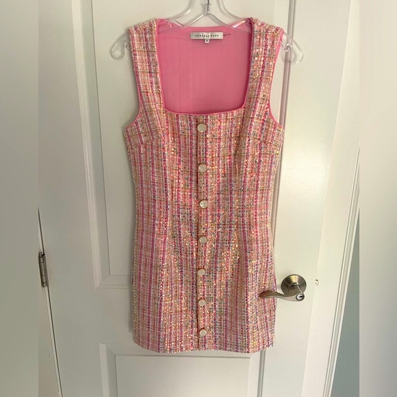 Endless Rose Sequin Tweed Mini Dress - Pink small like new - Picture 4 of 8